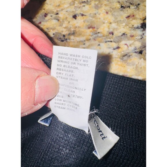 Chiara Marconi Black Cardigan Sweater 2X Merino Wool Made In Italy Minimalist - Picture 7 of 7